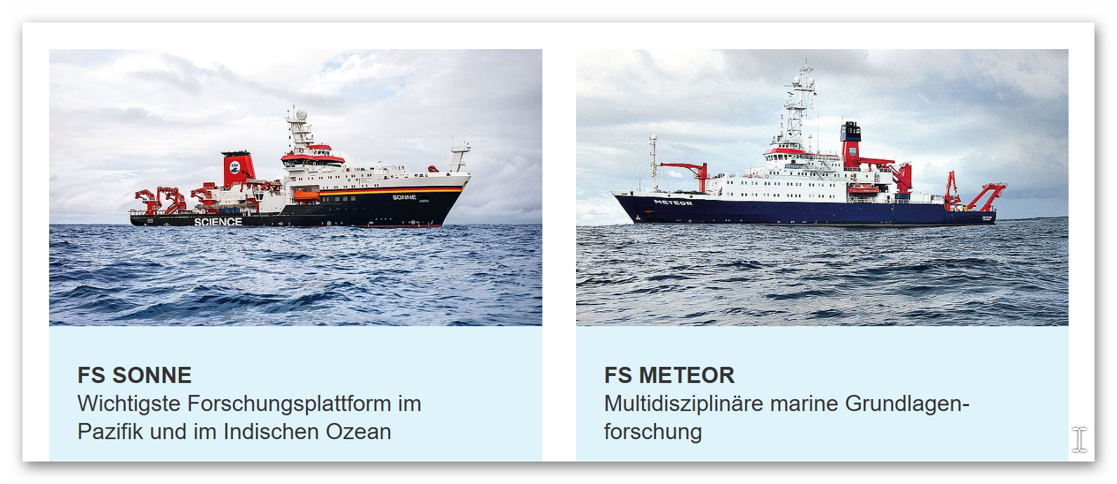 Live-Schalten zu den Forschungsschiffen SONNE und METEOR